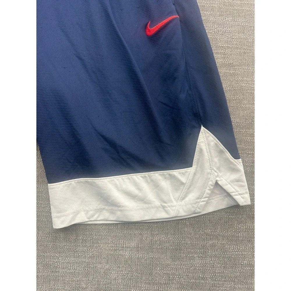 Nike Dri Fit Shorts Mens Large Blue Training Activewear Ankle Slit Swoosh Logo